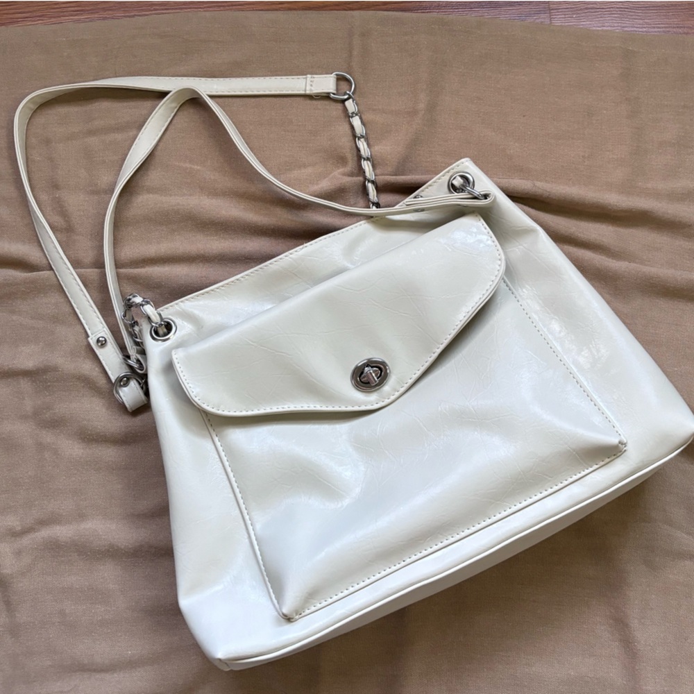 Faux leather off white bag